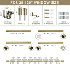 Curtain Rods for 28-130” Windows, Splicing Construction, 1” Adjustable Drapery Rod with Aluminum Alloy Brackets and Finials for Window, Sliding Door, Patio, Living Room Decoration, Antique Bronze