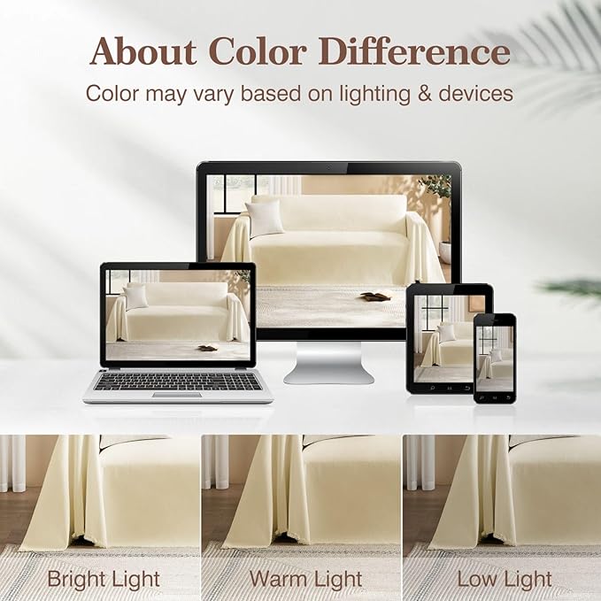 Couch Cover for Dogs Sectional Sofa Covers Washable for 2 Cushion Couch, Chenille Couch Cover Blanket, Sectional Sofa Slipcovers, Multi-Use Furniture Protector for Kids, Pets, 71" X134", Beige