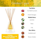 Agraria Golden Cassis Reed Diffuser Set, 12 Reeds Essential Oil Freshener Sticks, Room Diffusers for Home Fragrance, Scented Reed Oil Diffuser Gift