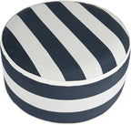 FUNHOME Inflatable Outdoor Ottoman with Air Pump,20"x9" Portable Patio Pouf,Water Resistant,Fade-Resistant,Round Blow Up Footrest Stools for Home Garden Camping Travel(Blue White)