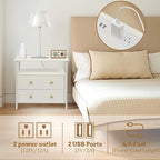 27 inch Wide Night Stand with Charging Station, Bedside Table with Open Shelf, 2 Drawers Small Wood Dresser, Modern Wood Nightstand for Bedroom/Living Room (White)