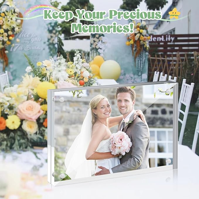 4x6 Acrylic Picture Frames 24 Pack, Clear Picture Frame Double Sided Magnetic Photo Frames 20mm Thicker Desktop Display Frame Wedding Table Numbers for Bedroom Home Office
