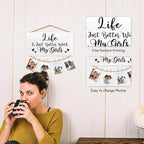 Girl Mom Gifts Picture Frame Photo Holder for Wall, Gifts for Mom from Daughter, New Mom Gifts, Grandmas Nana Papa of Granddaughter Gifts, Life is Better with My Girls Hanging Photo Display