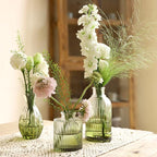 Green Bud Vases Set of 12, Green Glass Vase for Decor, Small Vases for Flowers Ribbed Flower Vase Stripe Bud Vases in Bulk Wedding Birthday Bridal Shower Centerpieces Home Table Decoration