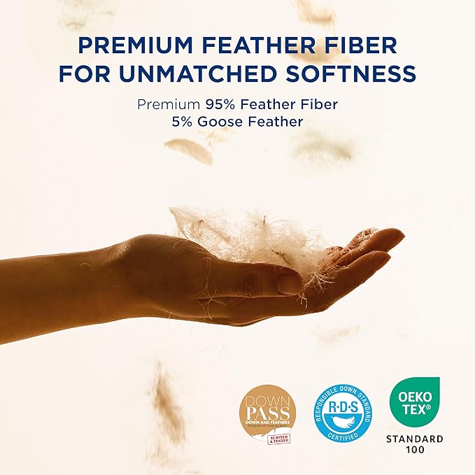 Bedsure Luxury Goose Feathers Down Pillow - 300 Thread Count Cotton Cover Gusseted Hotel Collection Bed Queen Pillow, Ultra-Soft High Elasticity Sorona Fiber Layer Pillows (2, Peyote, Standard)