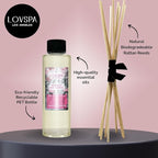 LOVSPA Romance Pink Tuberose Diffuser Oil - Luxury Essential Oils for Diffuser Refill & Air Freshener Room Spray - Long-Lasting & Natural Home Fragrance, Scented Oil for Diffusers, USA Made, 4oz