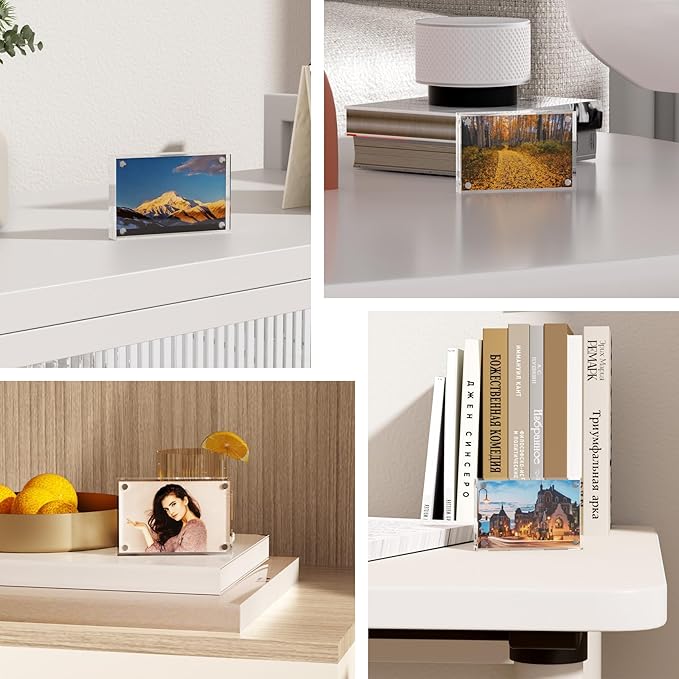 Mini Picture Frame 2.5x3.5 inch Acrylic Magnetic Photo Business Clear Card Frame 20mm Thick Double Sided Wallet Size Desktop Display Frames for Cards Photos Office Home Decor 20 PCS