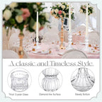 Mumufy 6 Pack Glass Taper Candle Holders Clear Candlestick Holder Fit 0.8 Inch Candles 4'' 6'' 8'' Tall Crystal Decorative Candlestick Stand Centerpiece for Table Wedding Dining Party (Vertical)