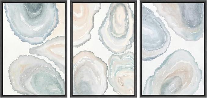 SIGNWIN Framed Canvas Print Wall Art Abstract Geode Soft Pastel Agate Slice Photography Modern Art Minimalist Black and White for Living Room, Bedroom, Office - 24"x36"x3 Black