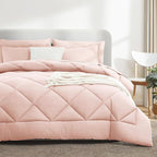 CozyLux King Size Comforter Set Blush Pink - 7 Pieces Bed in a Bag King, Luxury Soft Bed Set for All Seasons, Bedding Set with Down Alternative Comforter, Sheets, Pillowcases & Shams