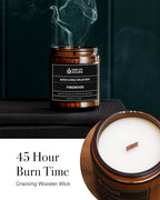 Scented Candles for Men | Firewood & Campfire Scented|Wooden Wick, Long Lasting, Masculine Scents | Natural Soy Jar Candle for Home, Bachelor Pad Decor | The Perfect Mens Gift.