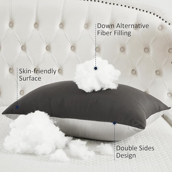 Bed Pillows for Sleeping - Pillows King Size Set of 2 Cooling Luxury Hotel Quality Pillow with Premium Plush Soft Down Alternative Fill for Side Back or Stomach Sleepers - Black, Pack of 2