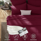 CozyLux Full Size Comforter Sets Burgundy, 7 Pieces Bed in a Bag, Red Comforter Full Size, All Season Bedding Sets with Stitch Quilted Comforter, Flat Sheet, Fitted Sheet, Pillowcases