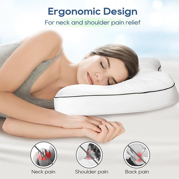 Basic Beyond Cervical Neck Pillow for Neck Pain Relief, 17*25*2.4 Cervical Pillow for Neck Correction, Memory Foam Ergonomic Pillow with Good Neck Support, Orthopedic Pillow for Back and Side Sleepers