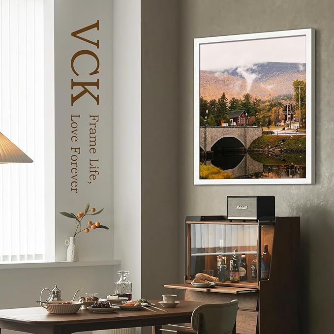 VCK 24x30 Poster Frames Set of 3, White Solid Wood Picture Frame, Textured Exclusive Gallery Frame - Wall Hanging