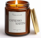 Espresso Martini Highly Scented Candles for Home, 9oz Natural Soy Aromatherapy Coffee Candle with Essential Oil, Home Fragrance Stress Relief & Meditation Jar Candles Gifts for Men Women