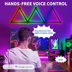 RGB Wall Light, LED DIY Geometry Splicing Gaming Lights, Backlit Modular Wi-Fi Colour Changing Home Decor Lights Work with Alexa and Google Assistant for Game Room, Bedroom (9 Lines, Black)