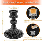 Glass Candlestick Holder,Striped Taper Candle Holders,Set of 6 Candle Stand for Table Centerpieces, Home Decor,Weddings,Festival and Parties (Black Diamond)