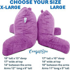 ComfortSpa Reading Pillow for Bed Adult Size, Back Rest Pillow with Arms, Pockets, Washable Cover; Use as Back Pillow for Bed Sitting Up for Bedrest or Relief from GERD Heartburn (Large Lavender)