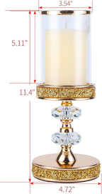 Candle Holder, Pillar Candle Holders, Crystal Candlesticks Holder for Wedding, Parties, Events, Chirstmas,Home Decor, Table Centerpieces CH028D (M)