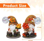 2PCS Garden Gnomes Statues Fall Gnome Decorations Outdoor Indoor Figurines Lights Fairy Garden Thanksgiving Home Decor