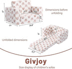 Toddler Chair Kids Couch, 2-in-1 Comfy Armchair with Removable and Washable Cover Carrying Handle, Convertible Reading Chair Toddler Couch for Girls and Boys