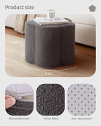 Blissful Diary Flower Pouf Ottoman, Comfy Floral Ottoman for Living Room, Bedroom, Kids Room, Charm Floor Pouf for Home Decor, Full Foam Filling Foot Rest for Couch, Dark Grey