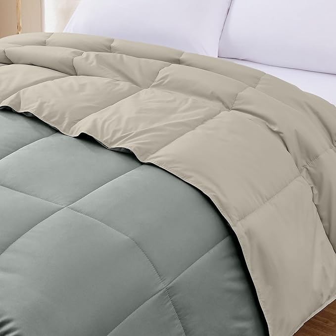 Modern Threads Down Alternative Reversible Comforter Sage Green/Cream Queen