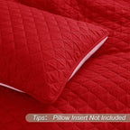 Exclusivo Mezcla Reversible King Size Quilt Bedding Set with Pillow Shams, Lightweight Quilts King Size, Soft Bedspreads Bed Coverlets for All Seasons - (Red, 104"x96")