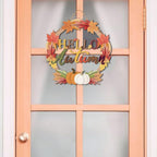 COLOR VALLEY ART Hello Autumn Wreath Sign, Fall Maple Leaf Wall Decor with Pumpkins, Rustic Wooden Thanksgiving Decoration, 11.4L''x11.4W'' (Maple Leaf Wreaths)