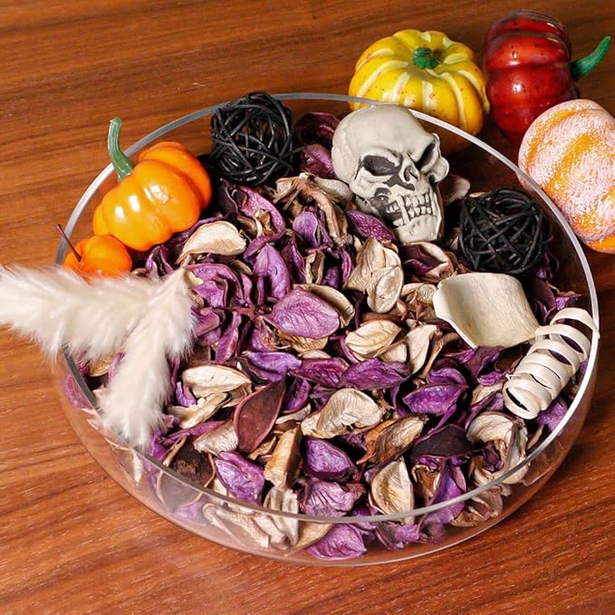 Qingbei Rina Halloween Potpourri Bags,Black Potpourri Bowl Filler,Decorative Vase Filler, Dried Flower, Home Fragrance Sachet of Petal with Human Skeleton and Pumpkin(Vampire Blood)