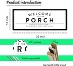 ZZJJHYWGQ Welcome to the Porch Sign 32"×12" Home Hallway Wall Decor Wasting Time Is Considered Time Well Spent Horizontal Family Entryway Wood Framed Art (Black)