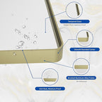 WEER Gold Bathroom Mirror, 36X30 Inch Brushed Gold Metal Frame Mirror, Rounded Rectangle Gold Bathroom Vanity Mirror for Wall, Tempered Glass, Anti-Rust, Hangs Horizontally or Vertically