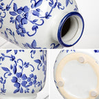 Hollyone Blue and White Porcelain Vase Large Chinoiserie Floral Vintage Tall Blue Ceramic Vases for Home Mantle Shelf Living Room Table Centerpieces Decor, 7.3 Inch