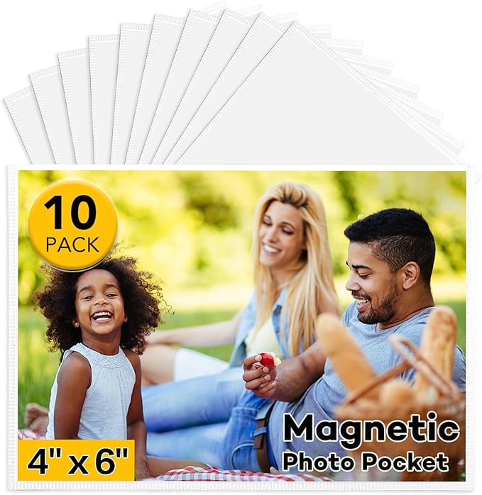 YixangDD 10 Pack Magnetic Picture Frame, 4 x 6 Inches Fridge Magnetic Photo Frames, Magnetic Photo Frames for Refrigerator, Home, School, Office (White)