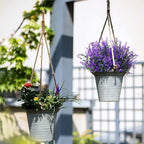 8 Pack Artificial Plants Flowers Grass Shrubs Lavender No Fade Faux Plastic Flowers Outdoor for Farmhouse Garden Porch Patio Indoor Wedding Decoration Greenery Fake Plants uv Resistant