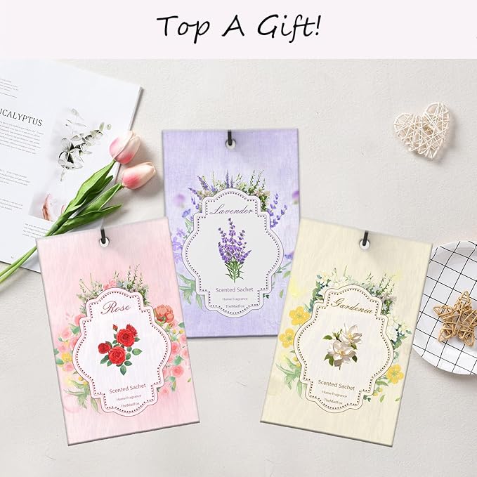 12 Packs Scented Sachets for Drawer and Closet, Long-Lasting Sachet Bags Drawer Deodorizers，Home Fragrance 3 Scents Option- Lavender Rose Gardenia
