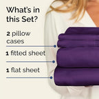 Twin Sheets Set 4 Piece - Includes 2 Pillowcases - Bed Sheets Twin Size - Soft Hotel Luxury Bedding - Cooling, Comfy, Cozy and Breathable - 1 Flat & 1 Fitted & 2 Pillowcases w/ Deep Pockets - Purple