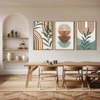 Large Boho Mid Century Wood Wall Art Set,Modern Geometric Leaves Artwork Bohemian Wall Sculptures,Abstract Minimalist Wooden Wall Decor for Living Room Bedroom Office-16 x24 x3