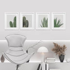 SIGNWIN Framed Green Cactus Snake Plant Wall Art, Set of 4 Collage Desert Landscape Wall Decor Prints, Nature Wilderness Wall Décor for Living Room, Bedroom - 12"x16" White