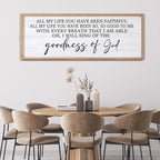 Goodness of God Framed Wall Art, 40''×15'' Positive Religious Natural Bible Verse for Christian God Jesus Christ Prayer, Vintage Rustic Long Holy Catholic Scripture Decor