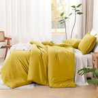 Litanika Mustard Yellow Comforter Set Twin/Twin XL Size, 2 Pieces Lightweight Solid Bedding Comforter Set, All Season Fluffy Bed Set (66x90In Comforter & 1 Pillowcase)
