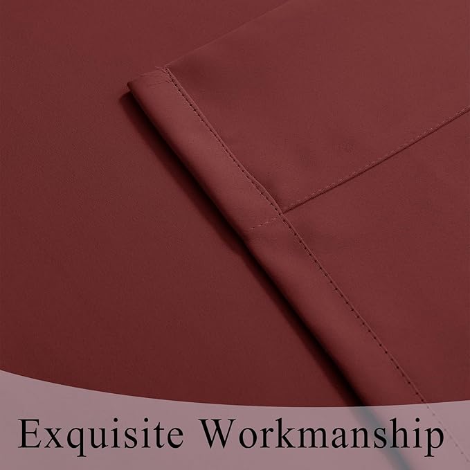 Fcosie Fire Retardant Curtains 102 inches Length (2 Panels, Merlot), 80% Blackout Drapes for Bedroom Living Room, Thermal Insulated Room Darkening Curtain with Antique Bronze Grommet Top, 42" Wx102 L