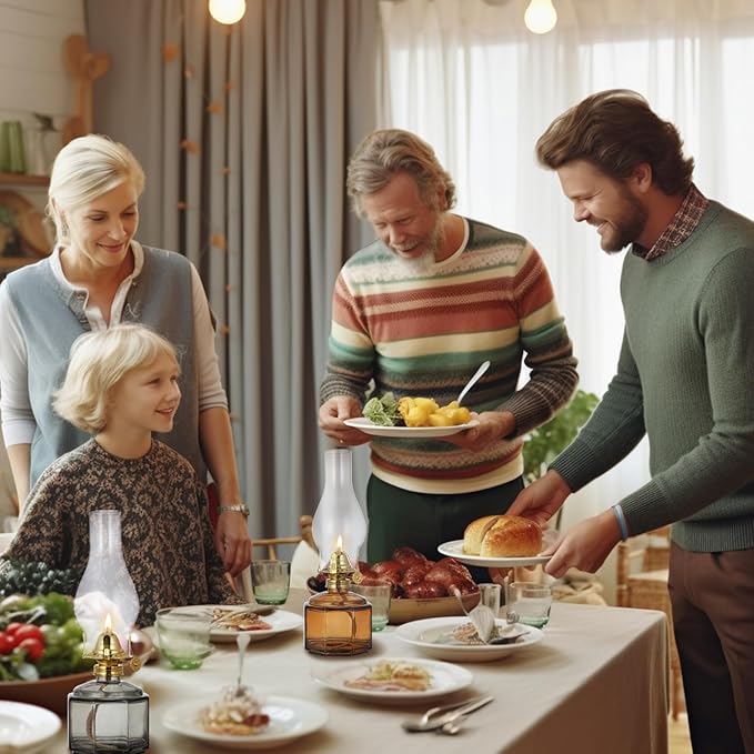 2 Pack Rustic Oil Lamp Large Vintage Glass Kerosene Lamp Chamber Oil Lamps for Indoor Use Home Decor Classic Old Hurricane Oil Lamp for Emergency Lighting 12.5''