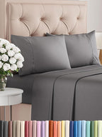 Twin XL Sheets Set 4 Piece - Includes 2 Pillowcases - Bed Sheets Twin XL Size - Soft Hotel Luxury Bedding - Cooling, Comfy & Breathable - 1 Flat & 1 Fitted & 2 Pillowcases w/ Deep Pockets - Dark Grey