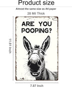 ALKB Funny Donkey Are You Pooping Metal Signs Vintage Farmhouse Bathroom Wall Decor Donkey Lovers Gift 8 x 12 Inch