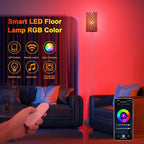 Crystal Floor Lamp,LED Modern Tall Light Standing Lamp, RGB LED Floor Lamp with On/Off Foot Switch Silver Tall Pole Lighting for Bedroom Remoter &APP Control Stepless Dimmable (E26 Base)