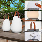 uuffoo 2 Pack Outdoor Table Lamp - Dimmable Rechargeable Night Lights w/ Remote and 7 RGB Colors, IP44 Water-Resistant Portable Hanging Lantern for Patio, Bedroom, Garden, Emergency (Leather Handle)