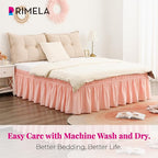 RIMELA Bed Skirt Queen Size 18 Inch Drop, Wrap Around Elastic Bedskirt Solid Microfiber Luxury Hotel Quality Fabric, Easy to Install Machine Washable Wrinkle & Fade Resistant, Coral