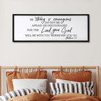 Be Strong And Courageous Sign Bible Verse Framed Wall Art, 32''×12'' Rustic Religious Christian Proverbs 3:5-6 Sign, Horizontal Holy Inspirational Catholic Scripture Decor